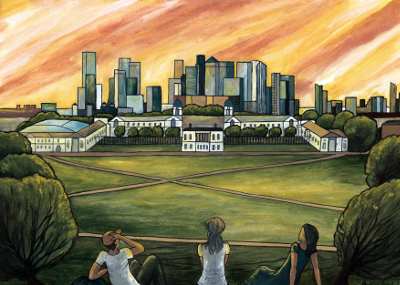 dessin de Londres vu depuis Greenwich