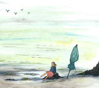 dessin d'un femme sur la plage